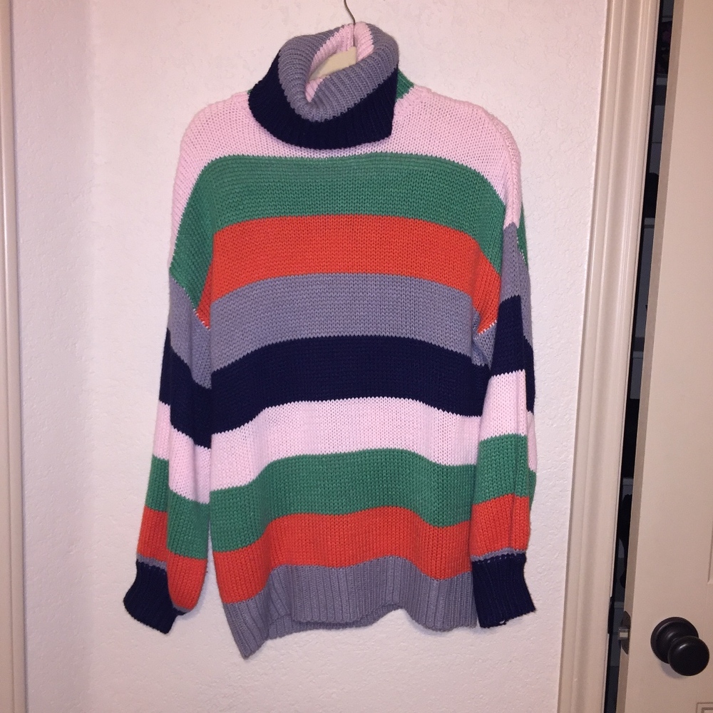 Multi-Colored Retro Knit Turtleneck NWOT